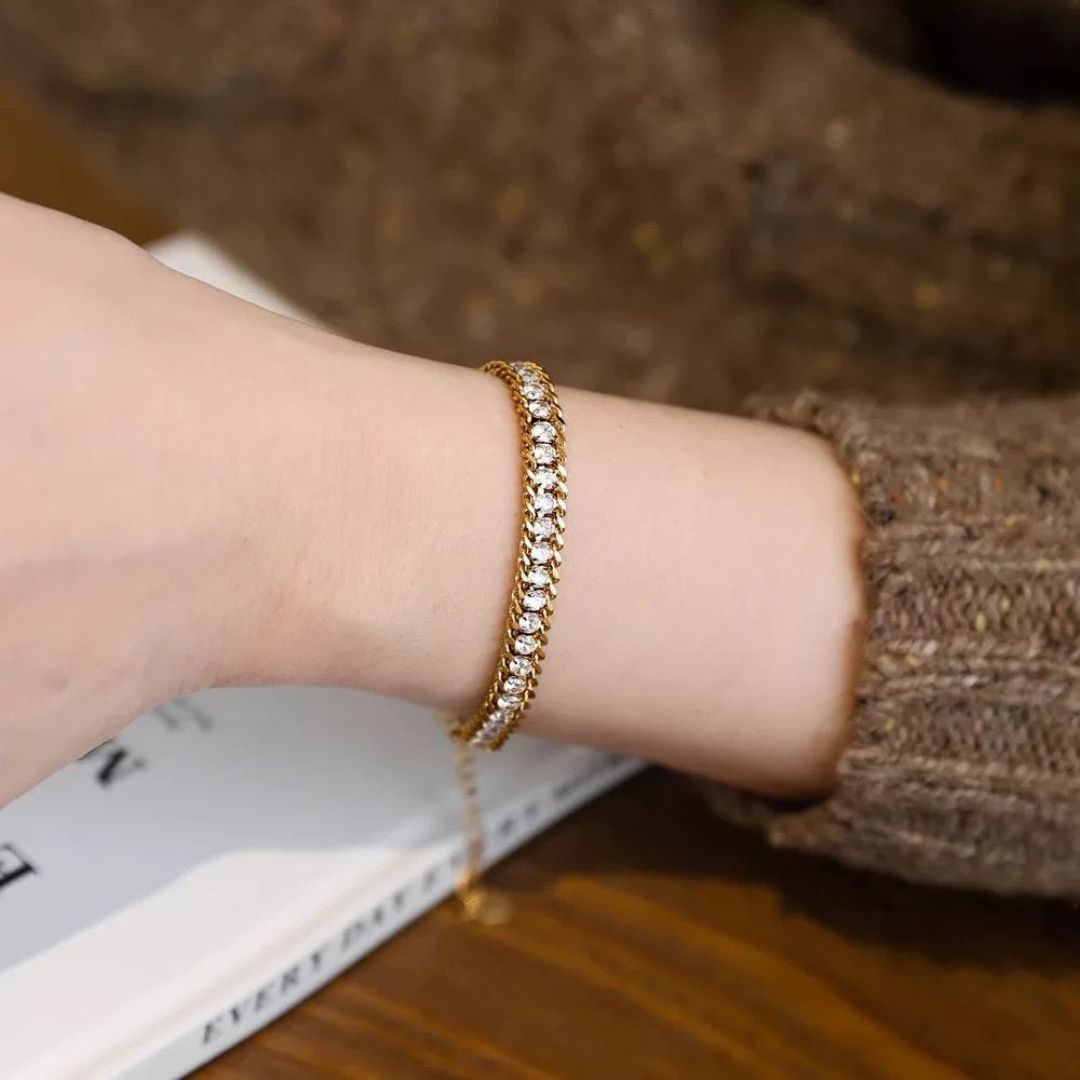 Multilayered Crystal Tennis Bracelet For Girls