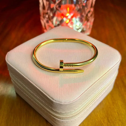Golden Nail Bangle Bracelet