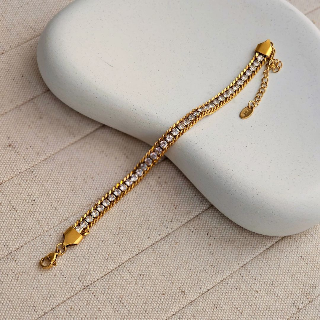 Multilayered Crystal Tennis Bracelet For Girls