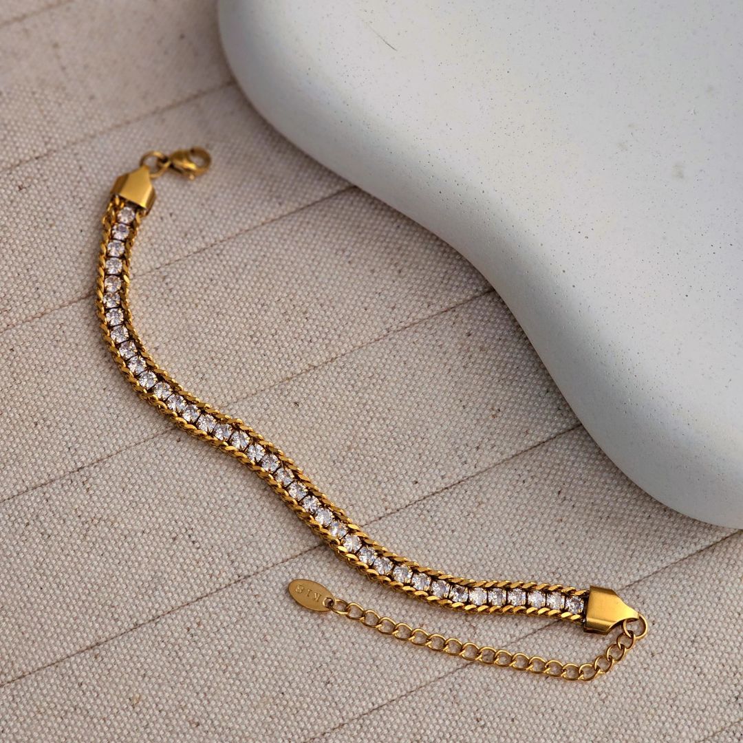 Multilayered Crystal Tennis Bracelet For Girls
