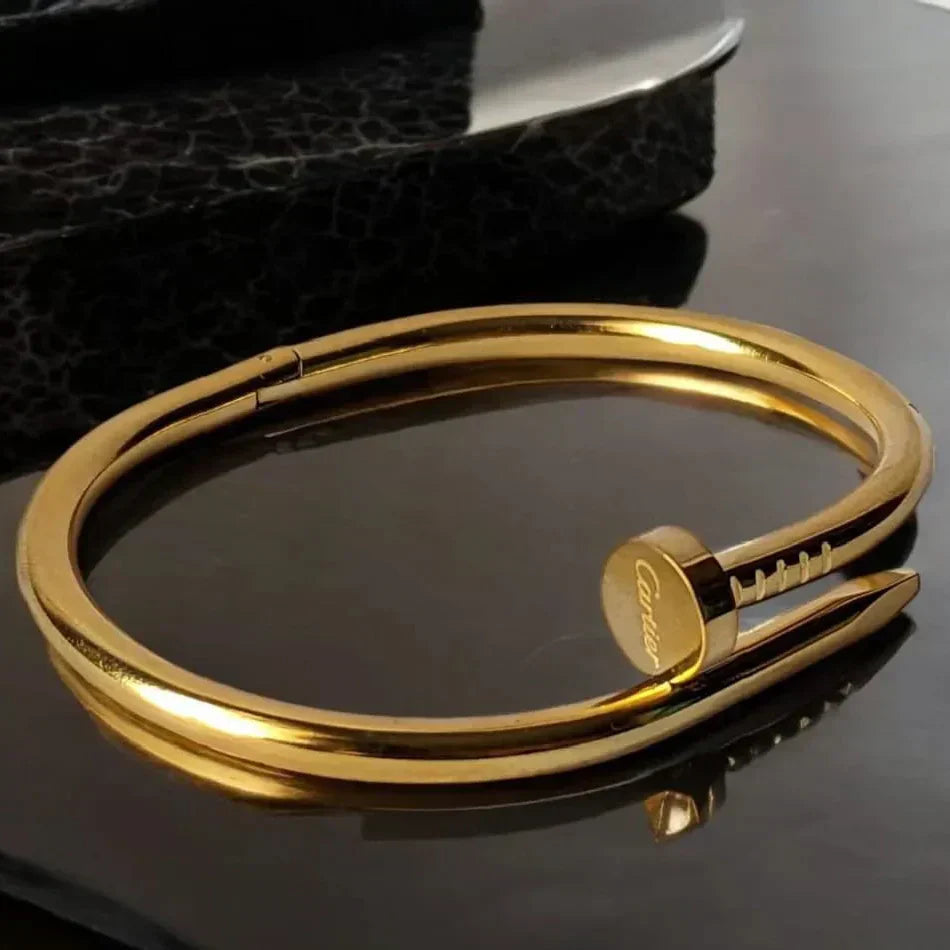 Golden Nail Bangle Bracelet