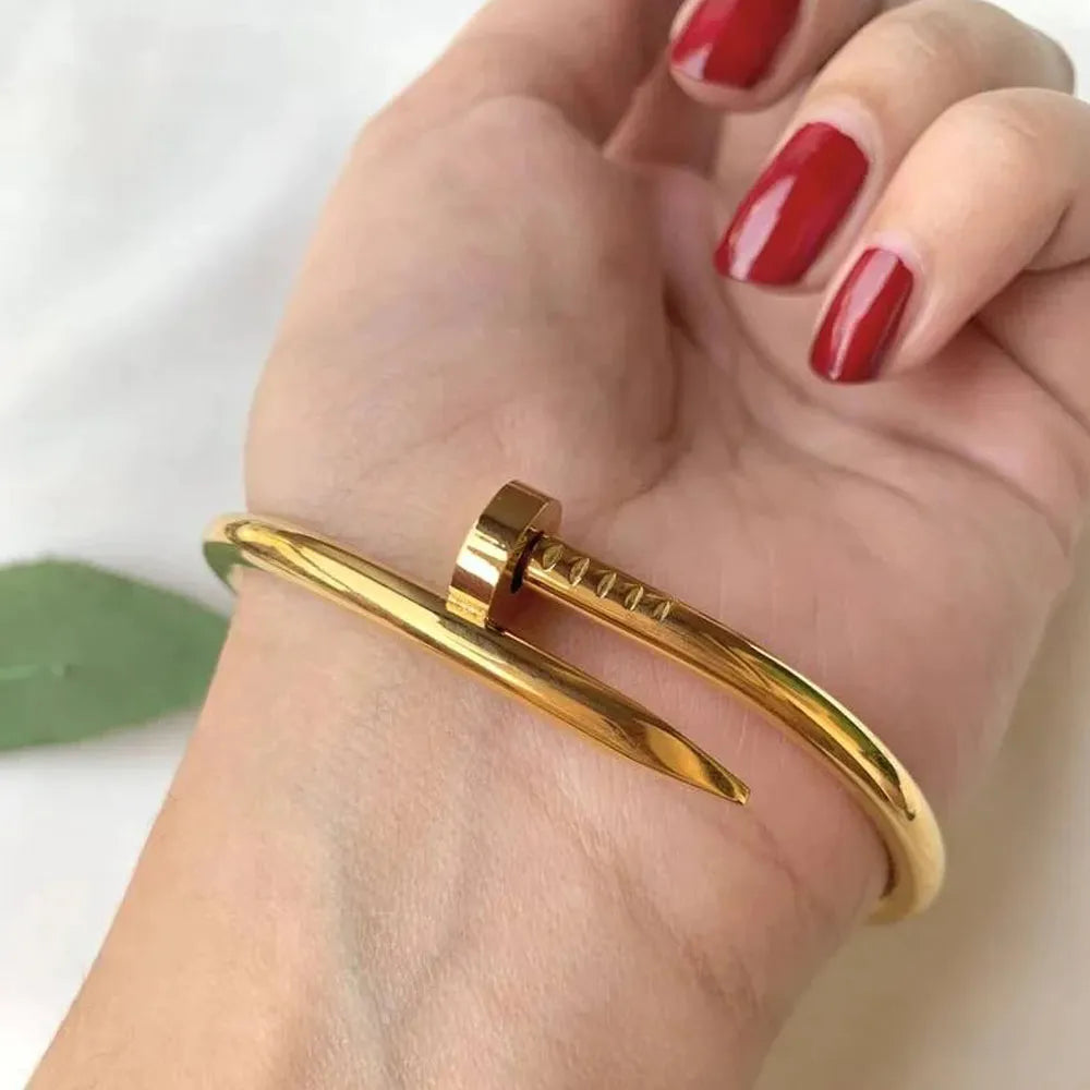 Golden Nail Bangle Bracelet