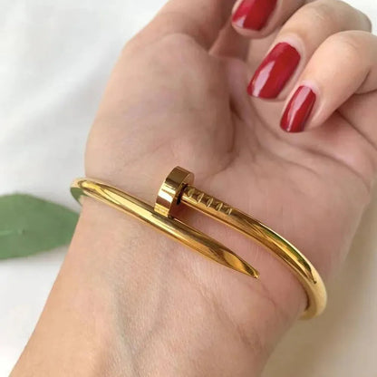 Golden Nail Bangle Bracelet