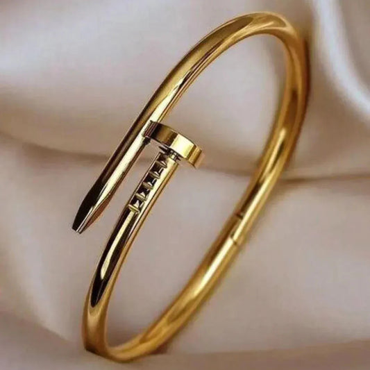 Golden Nail Bangle Bracelet