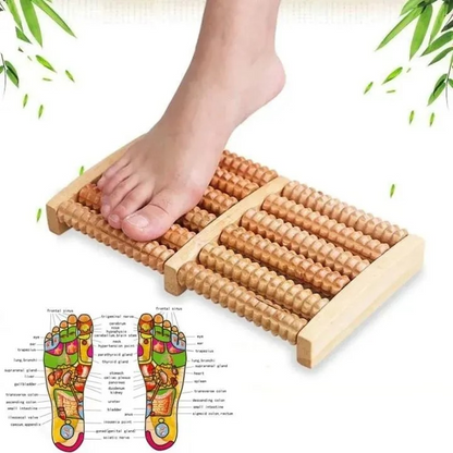 6-Row Wooden Foot Massager Roller – Reflexology & Acupressure