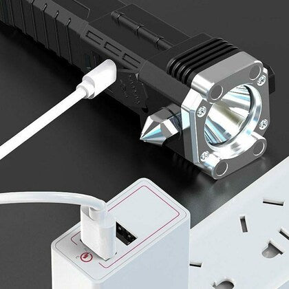 5 in 1 Side Flood Light Rescue Torch with Hammer and Seat Belt Cutter