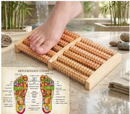 6-Row Wooden Foot Massager Roller – Reflexology & Acupressure