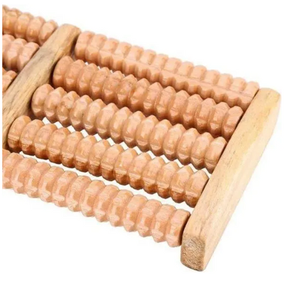 6-Row Wooden Foot Massager Roller – Reflexology & Acupressure