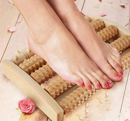 6-Row Wooden Foot Massager Roller – Reflexology & Acupressure